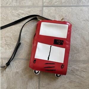 Boden London Bus Bag Purse With Strap Novelty Eclectic Red And White